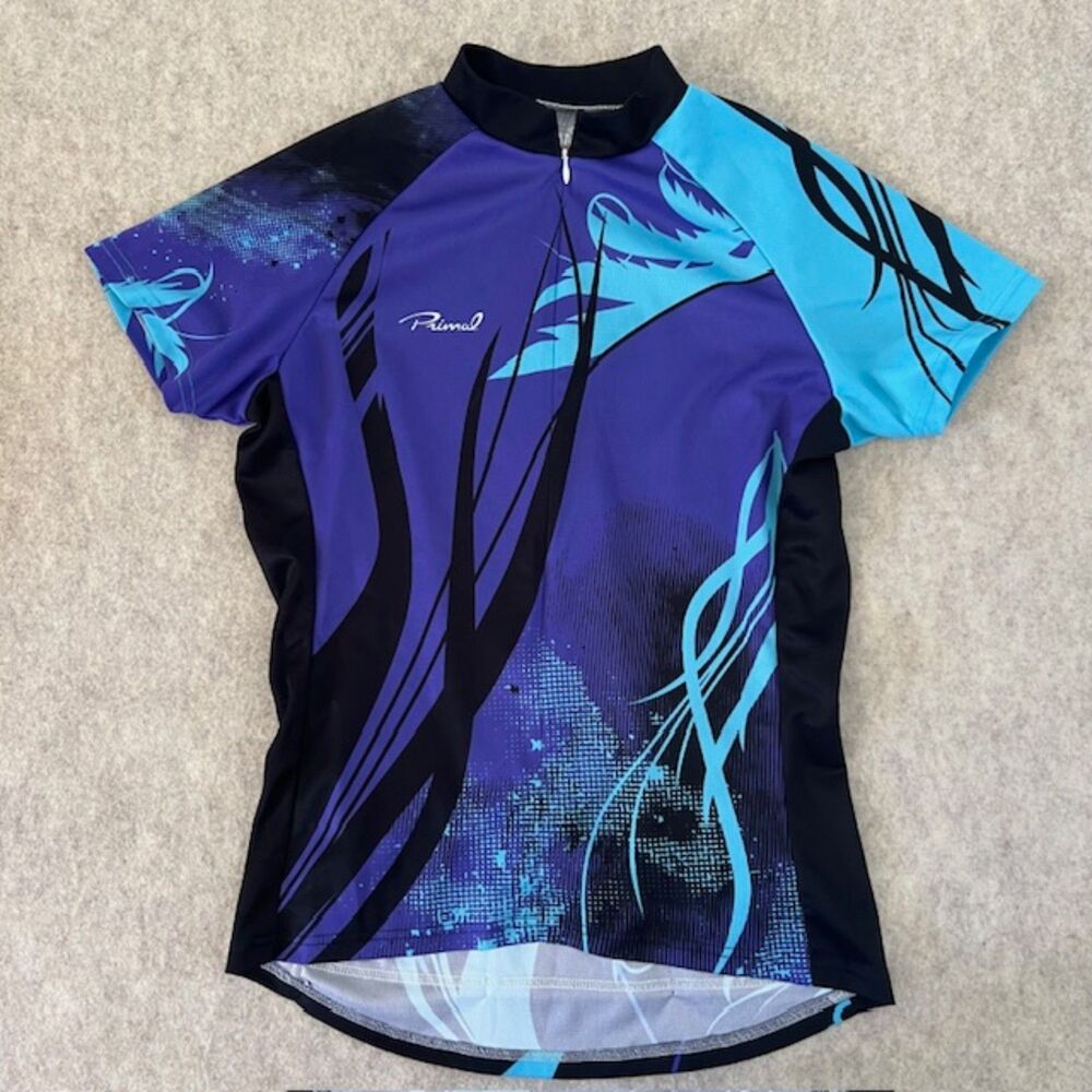 Primal Cycling Zip Up Black and Blue Top L